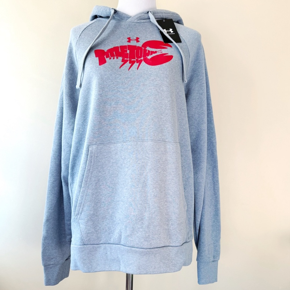 Under Armour Boston Titletown Hoodie Mens Medium Sweatshirt Lobster Gray Red